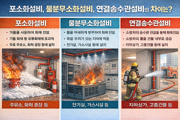 포소화설비 · 물분무소화설비 · 연결송수관설비